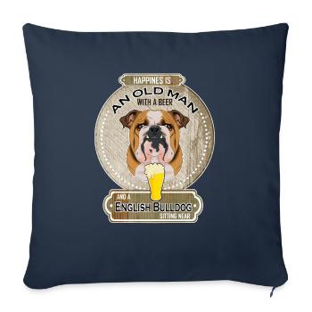 Deutsch Bulldog Papa Amateur de bière - Housse de coussin décorative 45 x 45 cm - bleu marine - Devant