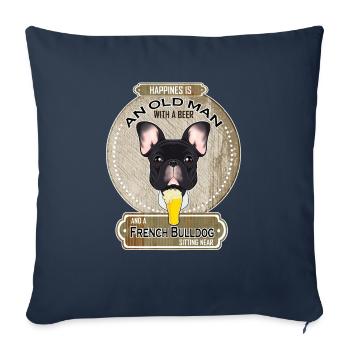 Français Bulldog Dad Amateur de bière - Housse de coussin décorative 45 x 45 cm - bleu marine - Devant
