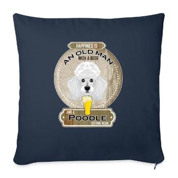 Caniche Papa Amateur de bière - Housse de coussin décorative 45 x 45 cm - bleu marine - Devant