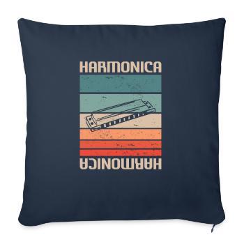 Retro Vintage Classic Harmonica Instrument - Sofa pillowcase 17,3'' x 17,3'' (45 x 45 cm) - navy - Front