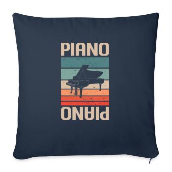 Pianiste d’instrument de piano classique rétro vintage - Housse de coussin décorative 45 x 45 cm - bleu marine - Devant