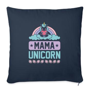 Mama Einhorn Licorne - Housse de coussin décorative 45 x 45 cm - bleu marine - Devant