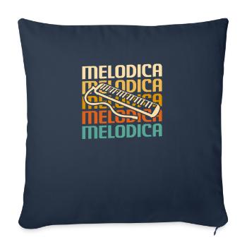 Retro Vintage Classic Melodica Player Instrument - Housse de coussin décorative 45 x 45 cm - bleu marine - Devant