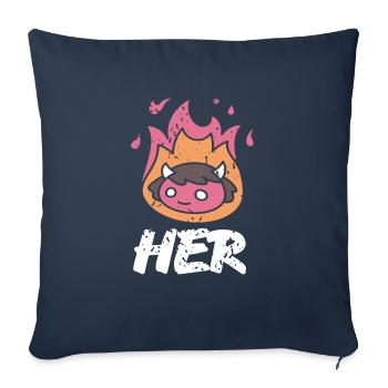 SON mignon démon d’Halloween rétro brûlant pour elle - Housse de coussin décorative 45 x 45 cm - bleu marine - Devant
