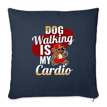 La promenade du chien est mon cadeau de gardien de chien cardio - Housse de coussin décorative 45 x 45 cm - bleu marine - Devant