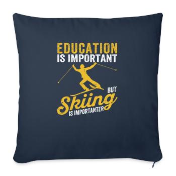 L’éducation des jeunes enfants est importante, mais le ski - Housse de coussin décorative 45 x 45 cm - bleu marine - Devant