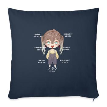 Otaku Anime Fille - Housse de coussin décorative 45 x 45 cm - bleu marine - Devant