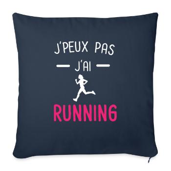 je peux pas j'ai running rose - Housse de coussin décorative 45 x 45 cm - bleu marine - Devant