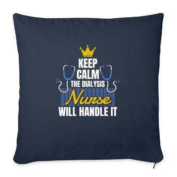 Restez calme L’infirmière en dialyse s’en occupera - Housse de coussin décorative 45 x 45 cm - bleu marine - Devant