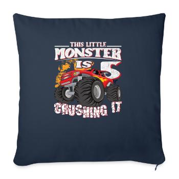 5ème anniversaire plaisante ce petit camion monstre - Housse de coussin décorative 45 x 45 cm - bleu marine - Devant
