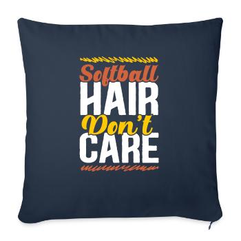 Les cheveux de softball ne se soucient pas des sports des joueurs de softball - Housse de coussin décorative 45 x 45 cm - bleu marine - Devant