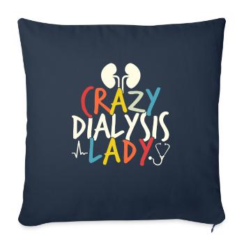 Cadeau de chemise Crazy Dialysis Lady - Housse de coussin décorative 45 x 45 cm - bleu marine - Devant