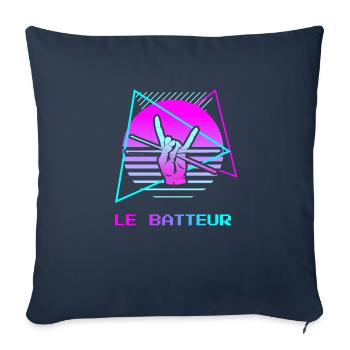 Retro Le Batteur Batterie - Housse de coussin décorative 45 x 45 cm - bleu marine - Devant