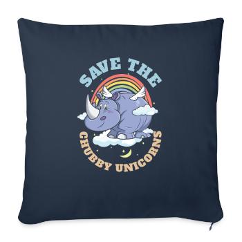Sauvez les licornes potelées Mignons rhinocéros - Housse de coussin décorative 45 x 45 cm - bleu marine - Devant