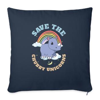 Sauvez les licornes potelées Mignons rhinocéros - Housse de coussin décorative 45 x 45 cm - bleu marine - Devant