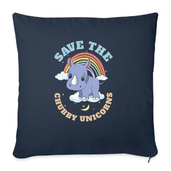 Sauvez les licornes potelées Mignons rhinocéros - Housse de coussin décorative 45 x 45 cm - bleu marine - Devant