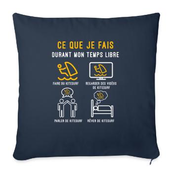kitesurf temps libre cadeau kitesurfeur - Housse de coussin décorative 45 x 45 cm - bleu marine - Devant
