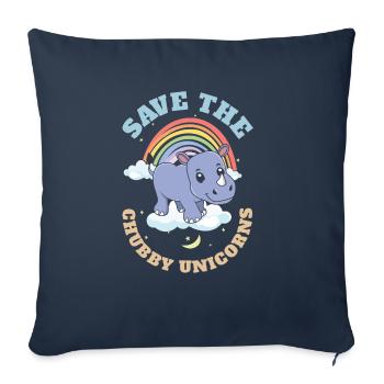 Sauvez les licornes potelées Mignons rhinocéros - Housse de coussin décorative 45 x 45 cm - bleu marine - Devant