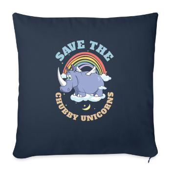 Sauvez les licornes potelées Mignons rhinocéros - Housse de coussin décorative 45 x 45 cm - bleu marine - Devant