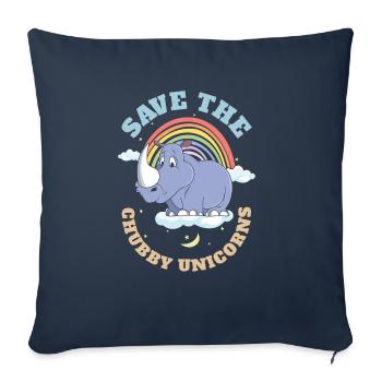Sauvez les licornes potelées Mignons rhinocéros - Housse de coussin décorative 45 x 45 cm - bleu marine - Devant