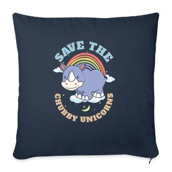 Sauvez les licornes potelées Mignons rhinocéros - Housse de coussin décorative 45 x 45 cm - bleu marine - Devant