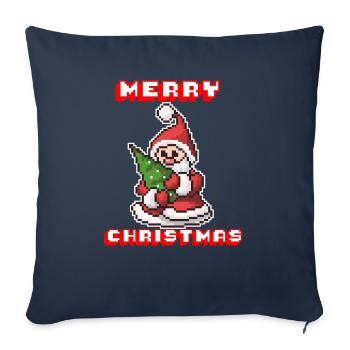 Merry Christmas I Xmas I 8 Bit Pixelated Santa - Sofa pillowcase 17,3'' x 17,3'' (45 x 45 cm) - navy - Front