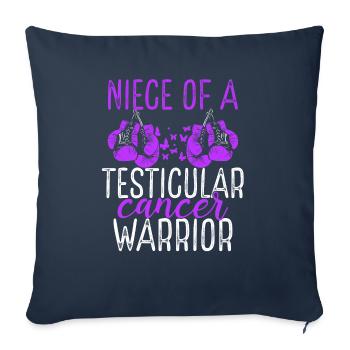 Nièce Sensibilisation au cancer des testicules Tante Oncle - Housse de coussin décorative 45 x 45 cm - bleu marine - Devant
