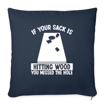Le joueur de Cornhole Sack frappant du bois a raté le trou - Housse de coussin décorative 45 x 45 cm - bleu marine - Devant