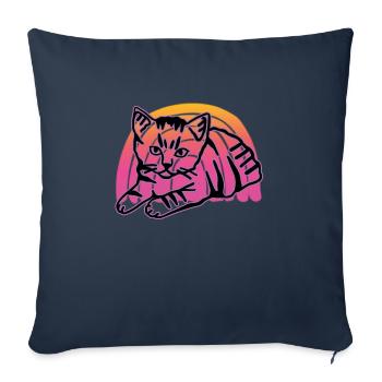 Chat graphique Retro Cat pour les propriétaires de chats - Housse de coussin décorative 45 x 45 cm - bleu marine - Devant