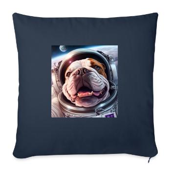 bouledogue, astronaute, chien, espace extra-atmosphérique - Housse de coussin décorative 45 x 45 cm - bleu marine - Devant