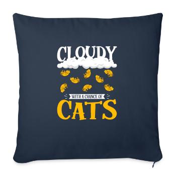Nuageux avec une chance de conception de chat - Housse de coussin décorative 45 x 45 cm - bleu marine - Devant