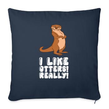 Petits jeux de mots sur les loutres et blagues sur les loutres - Housse de coussin décorative 45 x 45 cm - bleu marine - Devant