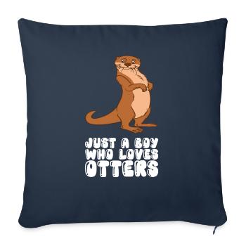 Petits jeux de mots sur les loutres et blagues sur les loutres - Housse de coussin décorative 45 x 45 cm - bleu marine - Devant