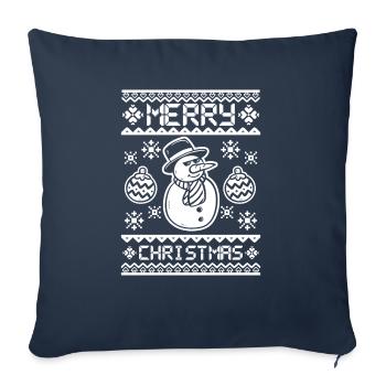 Joyeux Noël Cool bonhomme de neige avec - Housse de coussin décorative 45 x 45 cm - bleu marine - Devant