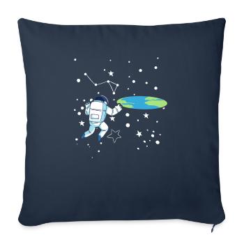 Flat Earth Society Théorie du complot Flat Earther - Housse de coussin décorative 45 x 45 cm - bleu marine - Devant