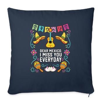 Cher Mexique, tu me manques tous les jours Mexicano Mexicana - Housse de coussin décorative 45 x 45 cm - bleu marine - Devant