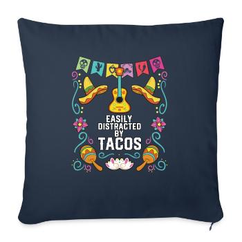 Easily Distracted By Tacos Taco Eater Mexican - Sofa pillowcase 17,3'' x 17,3'' (45 x 45 cm) - navy - Front