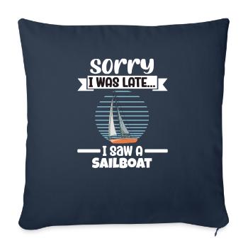 Voilier désolé d’être en retard, j’ai vu un voilier - Housse de coussin décorative 45 x 45 cm - bleu marine - Devant