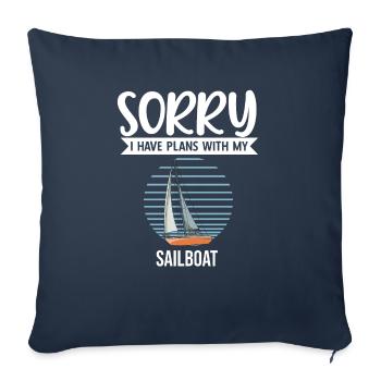 Voilier désolé j’ai des projets avec mon voilier - Housse de coussin décorative 45 x 45 cm - bleu marine - Devant
