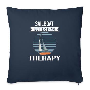 Voilier voilier mieux que la thérapie - Housse de coussin décorative 45 x 45 cm - bleu marine - Devant
