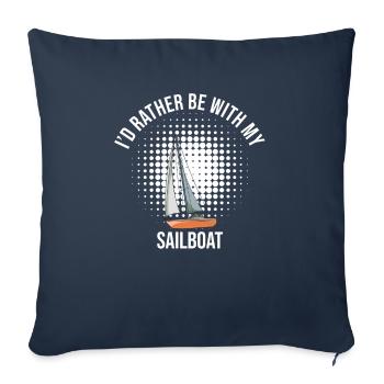 Voilier Je préfère être avec mon voilier - Housse de coussin décorative 45 x 45 cm - bleu marine - Devant