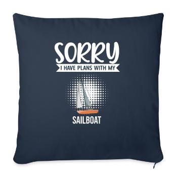Voilier désolé j’ai des projets avec mon voilier - Housse de coussin décorative 45 x 45 cm - bleu marine - Devant