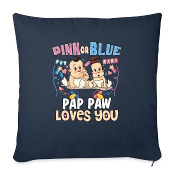 La patte de Pap rose ou bleue t’aime le meilleur grand-père de tous les temps - Housse de coussin décorative 45 x 45 cm - bleu marine - Devant