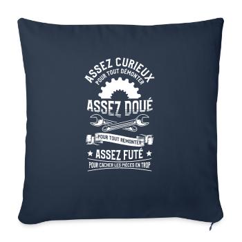 Assez Curieux Pour Tout Démonter Assez Doué - Housse de coussin décorative 45 x 45 cm - bleu marine - Devant