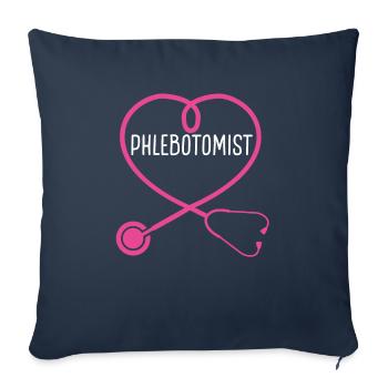 Phlébotomiste Stéthoscope Appréciation Coeur - Housse de coussin décorative 45 x 45 cm - bleu marine - Devant