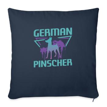 Retro German Pinscher Dog Lover - Sofa pillowcase 17,3'' x 17,3'' (45 x 45 cm) - navy - Front