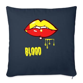 piercing & sang - Housse de coussin décorative 45 x 45 cm - bleu marine - Devant