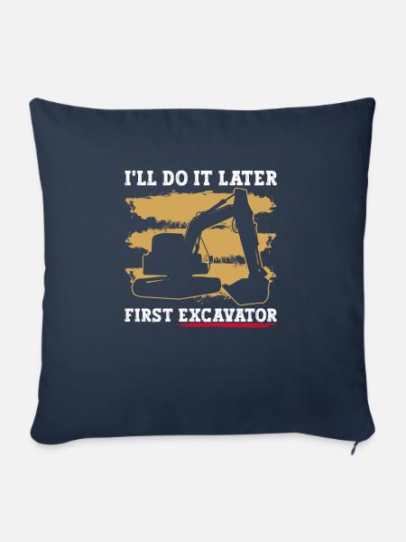 Baggerbau Baggerfahrer Bagger - Sofakissenbezug 45 x 45 cm - Navy