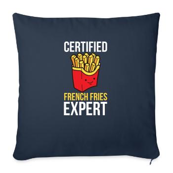 Français Frites Drôle d’amateur de restauration rapide Français frites - Housse de coussin décorative 45 x 45 cm - bleu marine - Devant