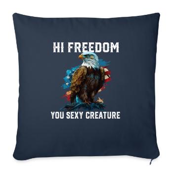 Salut la liberté toi créature sexy american bald Eagle - Housse de coussin décorative 45 x 45 cm - bleu marine - Devant